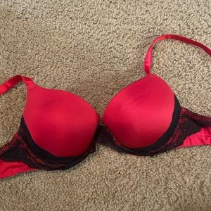 Red and black push up bra
